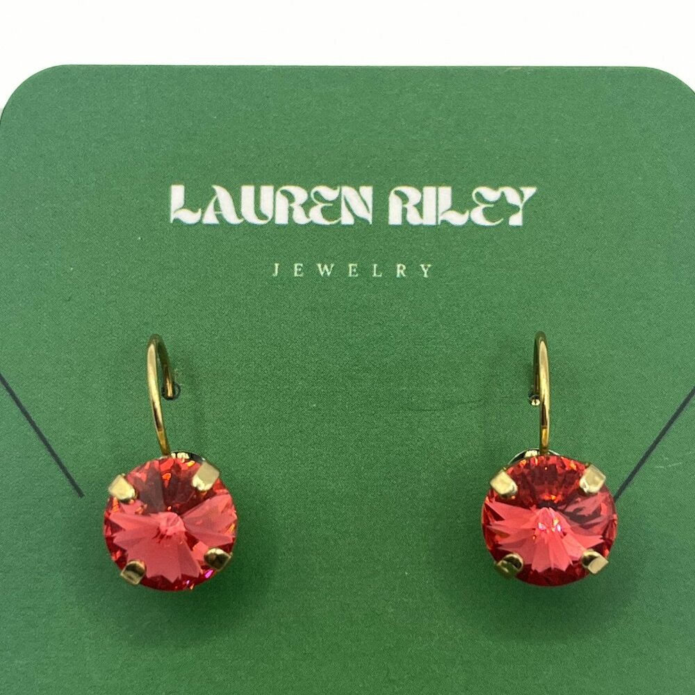 Handmade Peachy Pink Swarovski Crystal Drop Earrings | Gold Plated, Nickel-Free - Picture 6 of 6